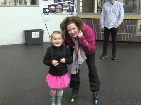 4 Year Old in Off-Ice Stationary Harness (Sheila Thelen)